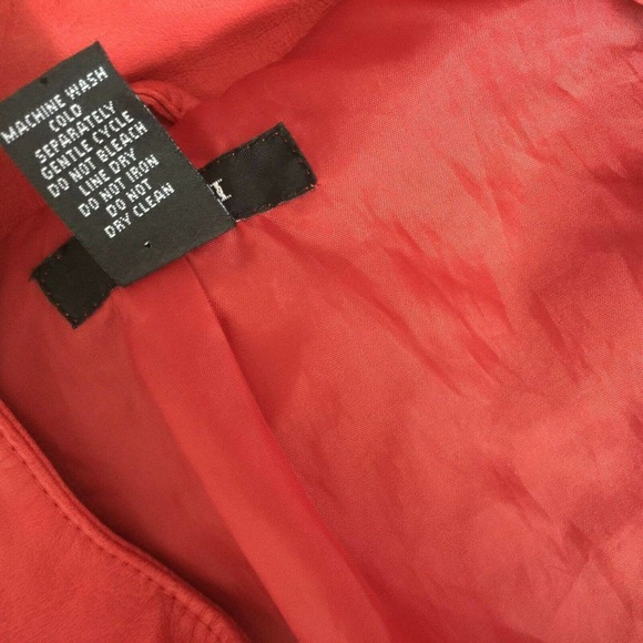 Alfani Red Faux Leather Vegan Moto Bomber Jacket Size XS Lined Pockets Zip Up - Picture 9 of 9